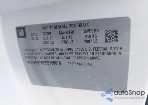 2013 Chevrolet Corvette from USA, damaged, VIN 1G1YH2DW5D5100070